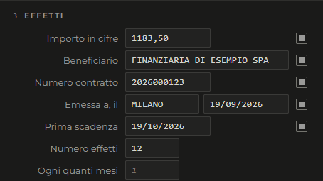 La sezione Effetti