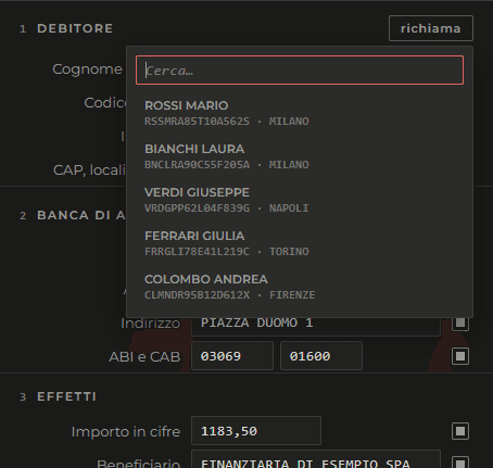 L'elenco dei debitori già usati
