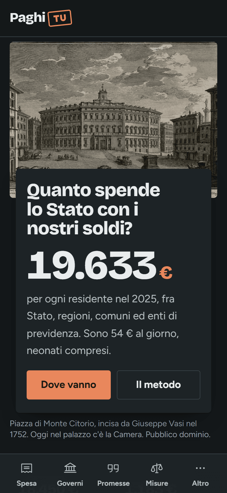 La home di Paghi Tu su smartphone, con la barra di navigazione in basso